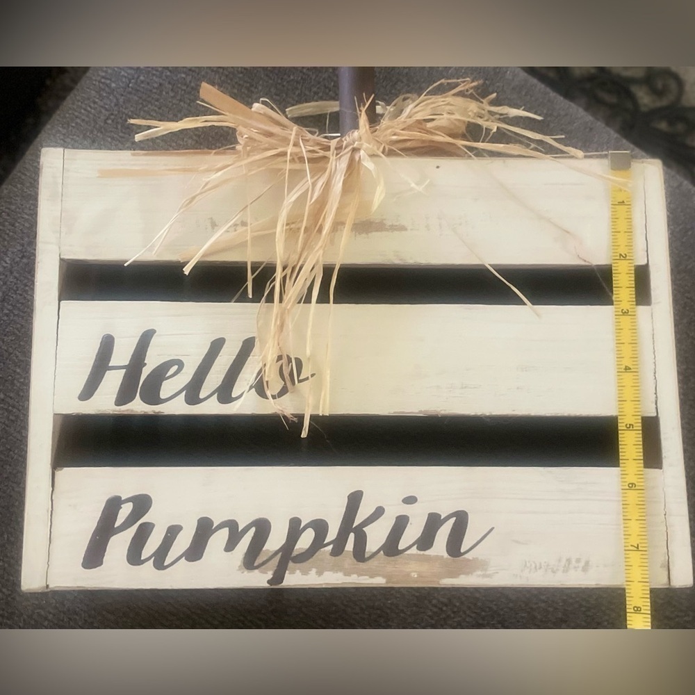 Home decor- hanging box pic- "hello pumpkin!" Lightweight, wall hanging hardware